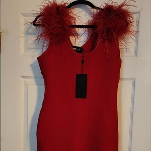 Fashion Nova Red Sexy Party Dress - Large